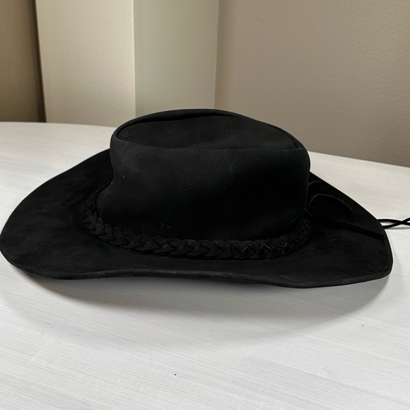 New real genuine cowhide leather cowboy hat, size large men’s women’s black - Picture 4 of 5
